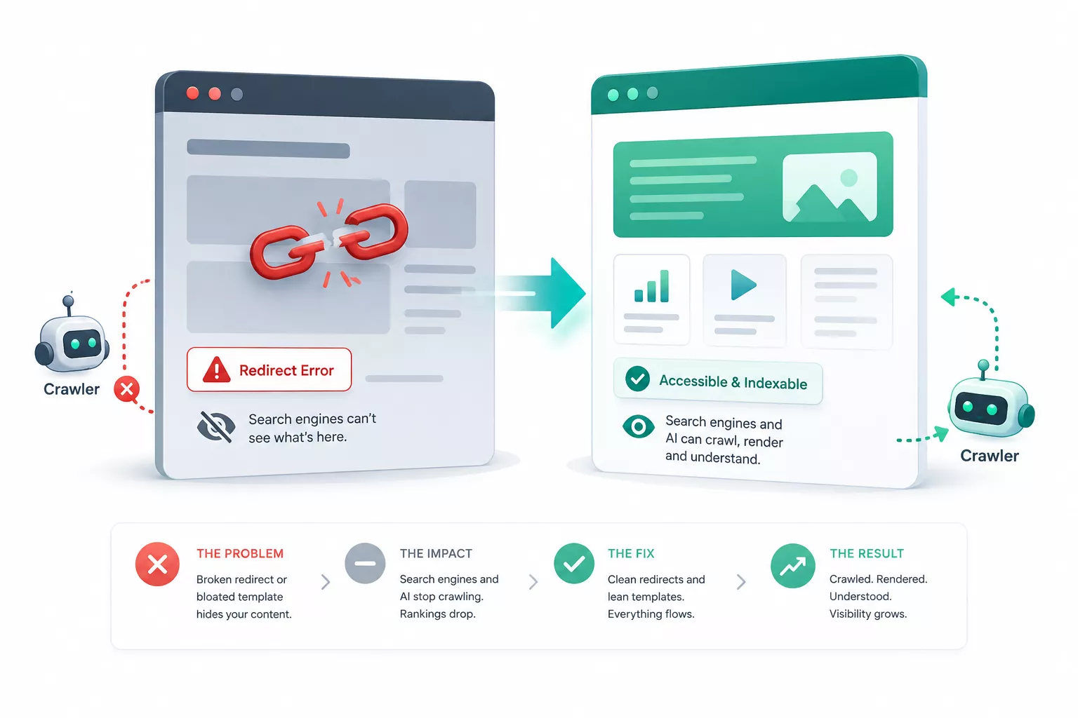 A technical health trend that quietly stops improving rather than breaking, scored template by template